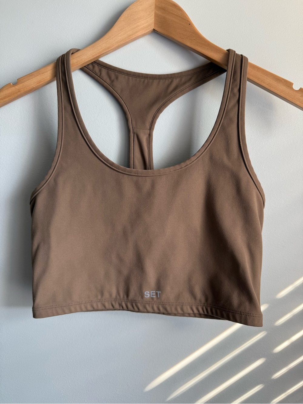 Set Active Women's Brown Racerback Crop Tank Bra